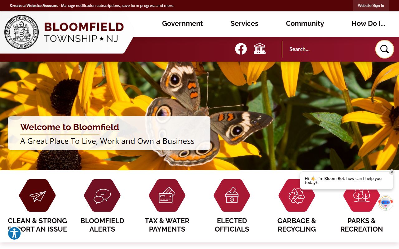 Bloomfield Township government building for local court docket and municipal records