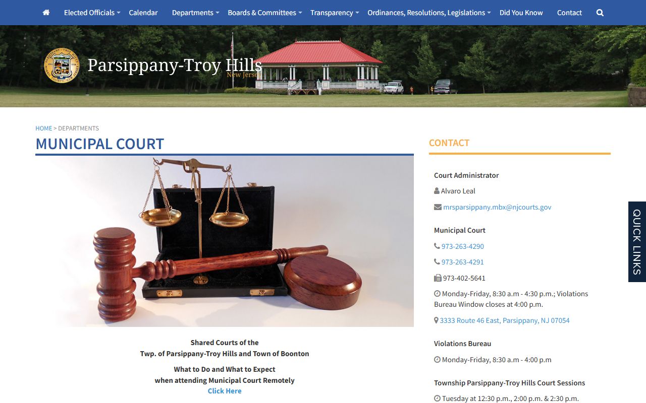 Parsippany-Troy Hills Municipal Court docket records