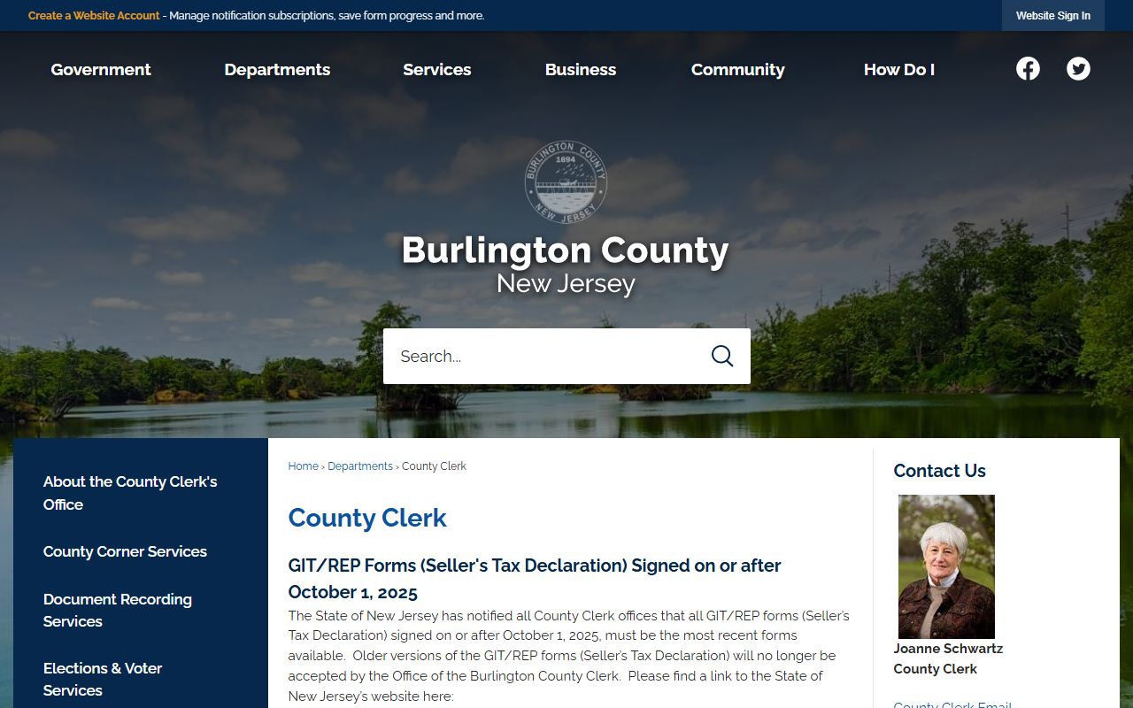 Burlington County Clerk's Office court docket records