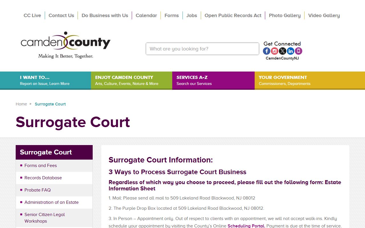 Camden County Surrogate's Court docket records