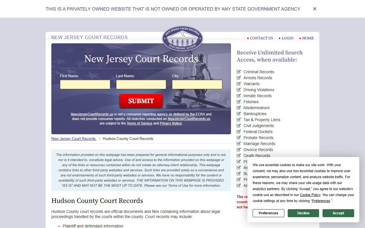 Hudson County court records and docket system overview